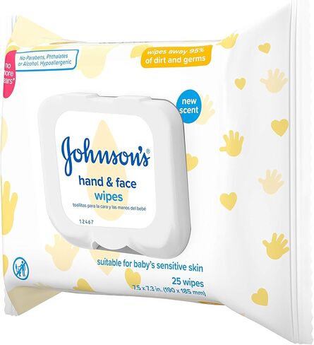 Johnson's Hand & Face Baby Sanitizing Cleansing Wipes for Travel and On-the-Go, No More Tears Formula, Paraben and Alcohol Free, 25 ct (Pack of 4) in Saudi Arabia