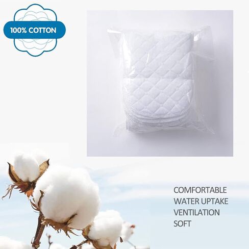10PCS Three-Layers Cotton Diaper Reusable Solid Casual Infant Baby Cloth Diaper Covers Nappy Liners Insert (Three Layers - S, 30x11cm / 11.81x4.33in) in Saudi Arabia