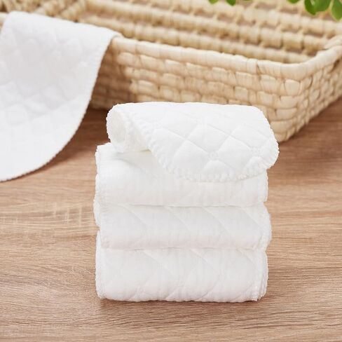 10PCS Three-Layers Cotton Diaper Reusable Solid Casual Infant Baby Cloth Diaper Covers Nappy Liners Insert (Three Layers - S, 30x11cm / 11.81x4.33in) in Saudi Arabia