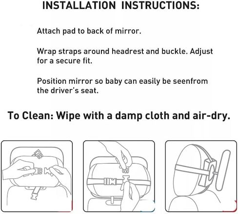 Baby Car Mirror Rear View - 360 ° Adjustable Extra Wide Crystal Clear & Shatterproof Car Seat Mirror | Back Seat Baby Essentials to See Rear Facing Infants, Babies, Kids, Child & New born in Kuwait