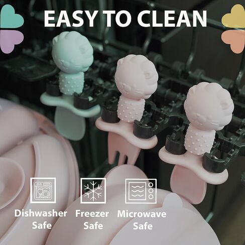 Silicone Baby Feeding Spoon and Fork Set l Baby Led Weaning, Toddler Self-Feeding & Training l First Stage Utensils for Infant and Parent l Anti-Choke Barrier, Soft-Tip l 6 months [6 Pack] in Kuwait