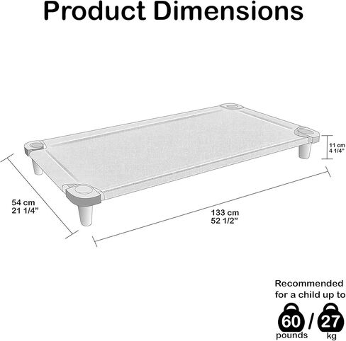 اكريمت سرير قيلولة ممتاز قابل للتكديس (انابيب من الستانلس ستيل) (سرير ازرق واقدام رمادية) (وحدة واحدة) in Kuwait