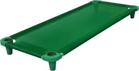 Acrimet Premium Stackable Nap Cot (Stainless Steel Tubes) (Green Cot - Green Feet) (1 Unit) in Saudi Arabia