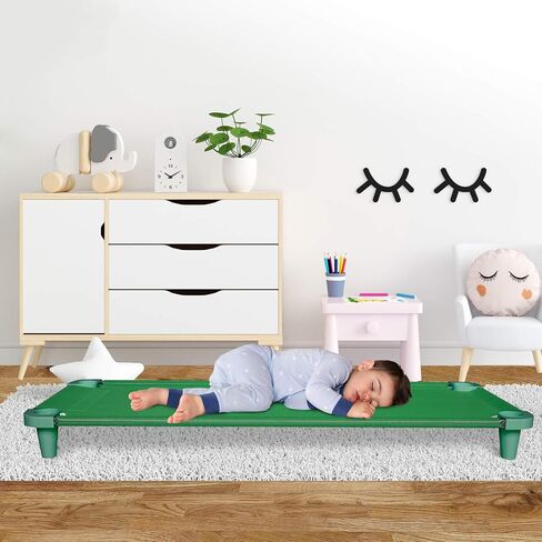 Acrimet Premium Stackable Nap Cot (Stainless Steel Tubes) (Green Cot - Green Feet) (1 Unit) in Saudi Arabia