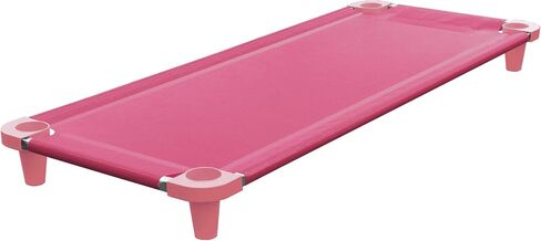 Acrimet Premium Stackable Nap Cot (Stainless Steel Tubes) (Pink Cot - Pink Feet) (1 Unit) in Saudi Arabia