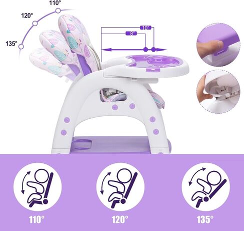 Baby High Chair,3 in 1 High Chairs for Babies and Toddlers, Convertible Toddler Highchair, Adjustable Infant Feeding Chair for Boy & Girl, Easy Clean Baby Eating Chair for 6 Months and Up in Saudi Arabia