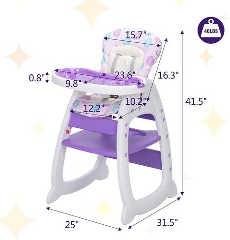 Baby High Chair,3 in 1 High Chairs for Babies and Toddlers, Convertible Toddler Highchair, Adjustable Infant Feeding Chair for Boy & Girl, Easy Clean Baby Eating Chair for 6 Months and Up in Saudi Arabia