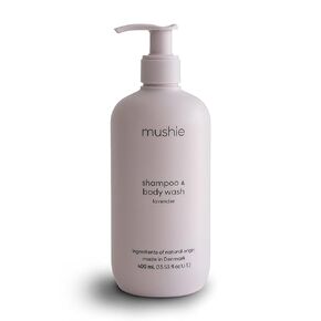 mushie Baby Shampoo & Body Wash | Gentle Formula for Delicate Skin | Certified Organic | Made in Denmark, 13.53 fl oz (Fragrance Free)