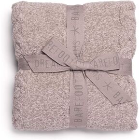 Barefoot Dreams CozyChic Heathered Cable Baby Blanket, Receiving Blanket, Newborn Fuzzy Blanket Toddler Infant Unisex Throw-30"x32", Dove Gray in Kuwait