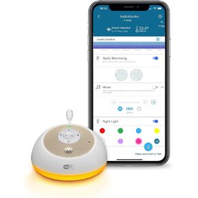 Motorola MBP163CONNECT Audio Baby Monitor - Wireless WiFi Smart Device for Toddlers, Infants, Nursery - with 10 Soothing Sounds, Lullaby, Audiobook - 2-Way Talk Intercom, 7 Night Light Color Options in Kuwait