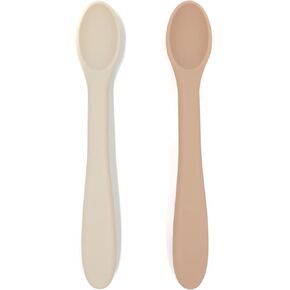 noüka Spoon Set | 100% Food-Grade Silicone | Comes With A Long & Comfortable Grip | Safe & Soft | Dishwasher Friendly | Soft Blush/Shifting Sand | 2-Pack in Kuwait