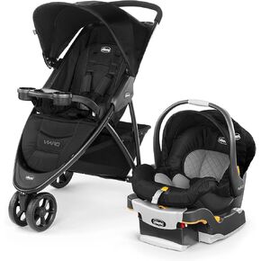 Chicco Viaro Quick-Fold Travel System, Includes Infant Car Seat and Base, Stroller and Car Seat Combo, Baby Travel Gear | Black/Black in Kuwait