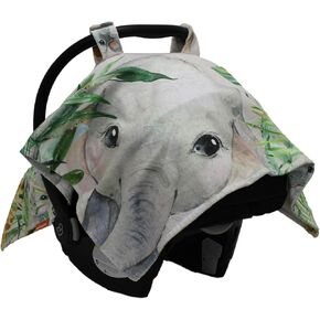Dear Baby Gear Car Seat Canopy - Premium Infant Car Seat Cover - Maximum Protection/Style - Breathable Car Seat Canopy for Boys - Watercolor Elephant Safari Jungle Print/Custom Print - 40"x30" in Saudi Arabia
