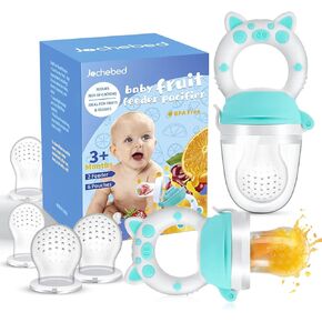 Baby Fruit Food Feeder Pacifier - Fresh Teething Pacifiers, Infant Fruit Teething Teether Toy for 3-24 Months, 6 Pcs Silicone Pouches for Toddlers & Kids & Babies, Piggy Handle 2-Pack (Pink)