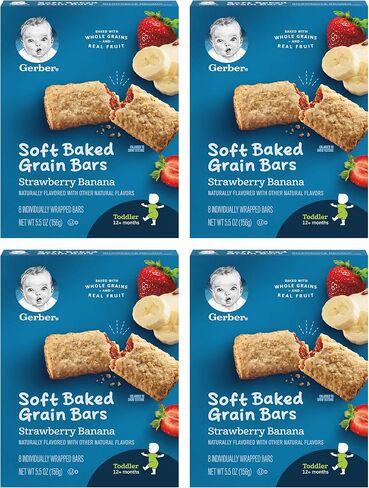 Gerber Snacks for Toddler Soft Baked Grain Bars Strawberry Banana, 5.5 Ounce (Pack of 6) in Saudi Arabia