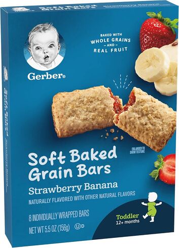 Gerber Snacks for Toddler Soft Baked Grain Bars Strawberry Banana, 5.5 Ounce (Pack of 6) in Saudi Arabia