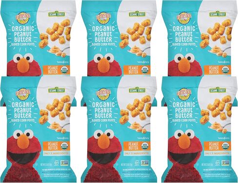 أفضل الوجبات الخفيفة العضوية للأطفال من Earth's Best، وجبات خفيفة للأطفال الصغار من Sesame Street، نفث الذرة المخبوزة بزبدة الفول السوداني العضوية، وجبات خفيفة خالية من الغلوتين للأطفال بعمر عامين فما فوق، كيس 2.5 أونصة (عبوة من 6) in Saudi Arabia