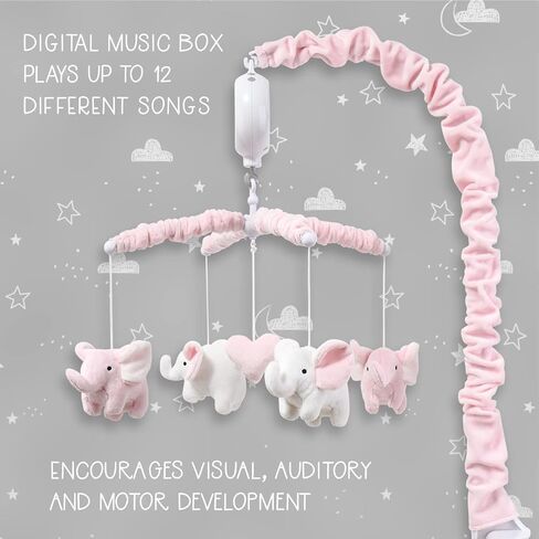 The Peanutshell Pink Elephant Crib Bedding Set for Baby Girls, 4 Pieces in Saudi Arabia
