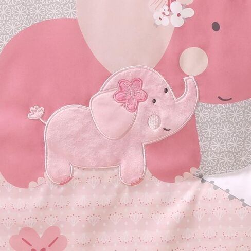 The Peanutshell Pink Elephant Crib Bedding Set for Baby Girls, 4 Pieces in Saudi Arabia