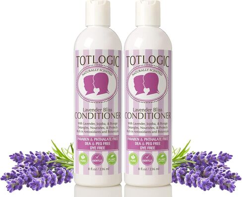 TotLogic Kids & Baby Safe Conditioner - 8 oz, Lavender Bliss, Infused with Natural Jojoba Oil and Rich in Antioxidants to Detangler Hair, No Phthalates, Parabens or Sulfates in Saudi Arabia
