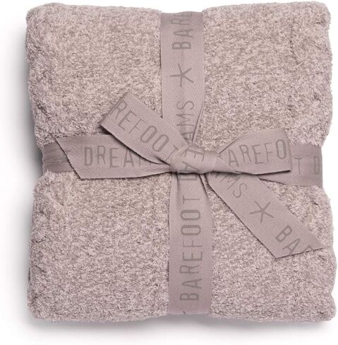 Barefoot Dreams CozyChic Heathered Cable Baby Blanket, Receiving Blanket, Newborn Fuzzy Blanket Toddler Infant Unisex Throw-30"x32", Dove Gray in Kuwait