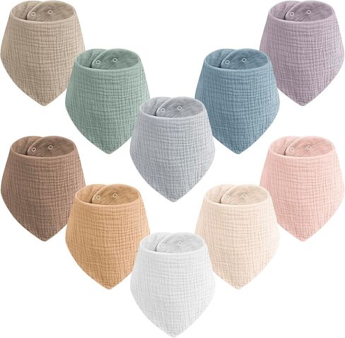 MairMore Muslin Baby Bibs, Drool Bibs for Boys and Girls, 8-Pack | Adjustable Snaps, Cotton Front Soft Fleece Back, Baby Bibs for Drooling & Teething, for Newborn, Toddler Aged 0-36 Months in Saudi Arabia