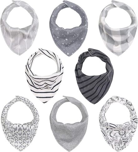 The Peanutshell Bandana Drool Bibs for Baby Boys or Girls - 8 Pack Set for Feeding, Teething, Drooling in Saudi Arabia