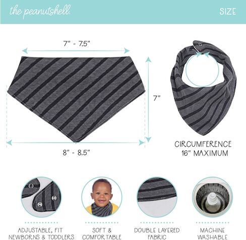 The Peanutshell Bandana Drool Bibs for Baby Boys or Girls - 8 Pack Set for Feeding, Teething, Drooling in Saudi Arabia