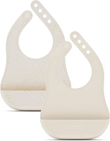 Lalo The Bib - Waterproof, Non-Toxic Silicone Baby Bib with Adjustable Neck Band & Silicone Food Pouch Catcher, Set of 2 in Saudi Arabia