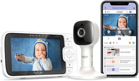 Hubble Connected Nursery Pal Cloud Twin Smart Connected, Wi-Fi Enabled Baby Monitor with 5-inch HD Color Parent Unit Viewer, 2-Camera Units in Saudi Arabia