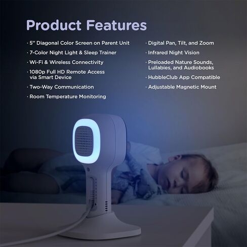 Hubble Connected Nursery Pal Cloud Twin Smart Connected, Wi-Fi Enabled Baby Monitor with 5-inch HD Color Parent Unit Viewer, 2-Camera Units in Saudi Arabia