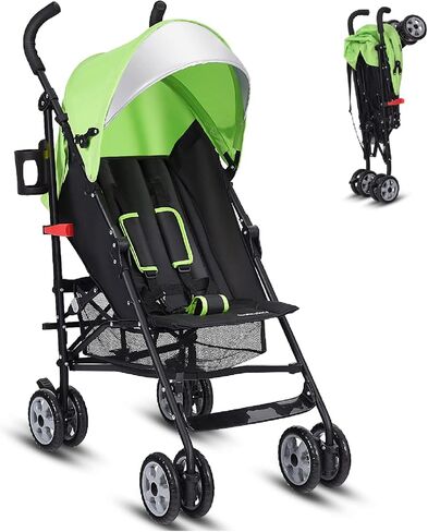 HONEY JOY Baby Lightweight Stroller, Compact Travel Stroller for Airplane, Adjustable Backrest & Canopy, 5-Point Harness, Cup Holder, Storage Basket, Foldable Umbrella Stroller for Toddlers (Black) in Saudi Arabia