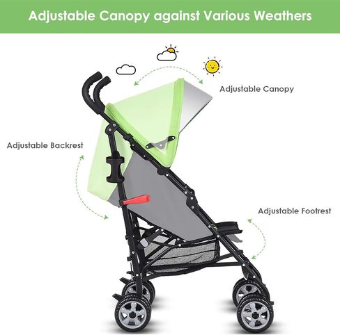 HONEY JOY Baby Lightweight Stroller, Compact Travel Stroller for Airplane, Adjustable Backrest & Canopy, 5-Point Harness, Cup Holder, Storage Basket, Foldable Umbrella Stroller for Toddlers (Black) in Saudi Arabia