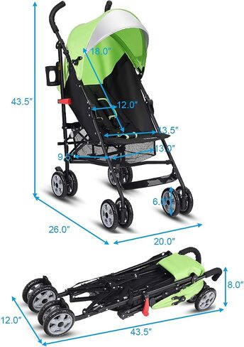 HONEY JOY Baby Lightweight Stroller, Compact Travel Stroller for Airplane, Adjustable Backrest & Canopy, 5-Point Harness, Cup Holder, Storage Basket, Foldable Umbrella Stroller for Toddlers (Black) in Saudi Arabia