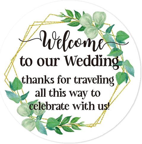 50 PCS Welcome to Our Wedding Stickers, Wedding Favor Stickers for Wedding Gift Box Candy Bag, Party Favor Stickers, 2 Inch Round Stickers. in Saudi Arabia