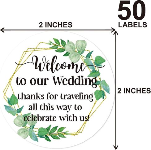 50 PCS Welcome to Our Wedding Stickers, Wedding Favor Stickers for Wedding Gift Box Candy Bag, Party Favor Stickers, 2 Inch Round Stickers. in Saudi Arabia