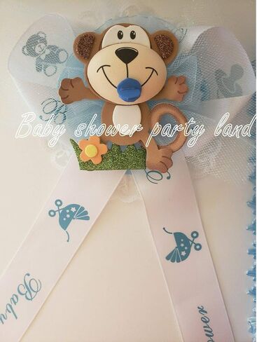 Baby Shower for Boy, Mom to Be It's a Boy Sash Monkey Safari Blue Ribbon Corsage Noah's in Kuwait