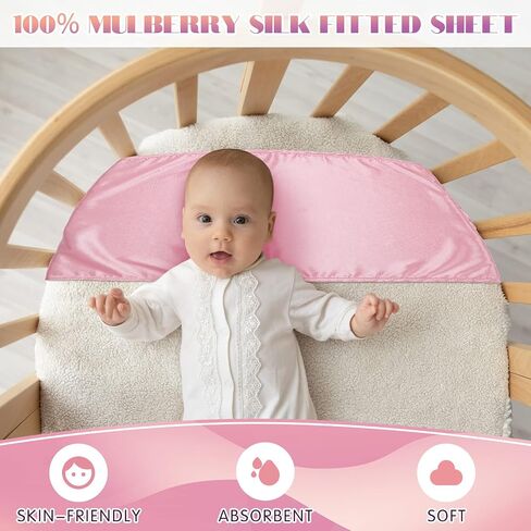 Hosuly 2 Pcs Satin Bassinet Sheet Baby Hair Soft Silk Feeling Sheet Baby Bassinet for Rectangle Cradle Pad Mattress Boys Girls Newborn Infant(Green and White) in Saudi Arabia