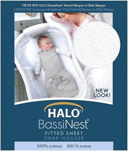 HALO BassiNest Fitted Sheet – 100% Cotton, Soft and Breathable Bassinet Sheet for Babies, 30" x 16" Pre-Shrunk Sheet, Pebble in Saudi Arabia