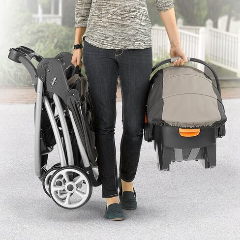 Chicco Viaro Quick-Fold Travel System, Includes Infant Car Seat and Base, Stroller and Car Seat Combo, Baby Travel Gear | Black/Black in Kuwait