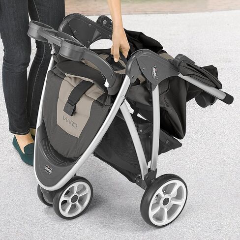 Chicco Viaro Quick-Fold Travel System, Includes Infant Car Seat and Base, Stroller and Car Seat Combo, Baby Travel Gear | Black/Black in Kuwait