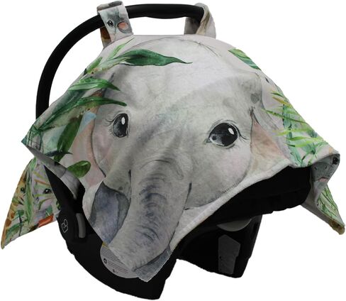 Dear Baby Gear Car Seat Canopy - Premium Infant Car Seat Cover - Maximum Protection/Style - Breathable Car Seat Canopy for Boys - Watercolor Elephant Safari Jungle Print/Custom Print - 40"x30" in Kuwait