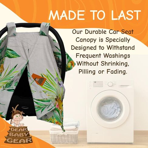 Dear Baby Gear Car Seat Canopy - Premium Infant Car Seat Cover - Maximum Protection/Style - Breathable Car Seat Canopy for Boys - Watercolor Elephant Safari Jungle Print/Custom Print - 40"x30" in Kuwait