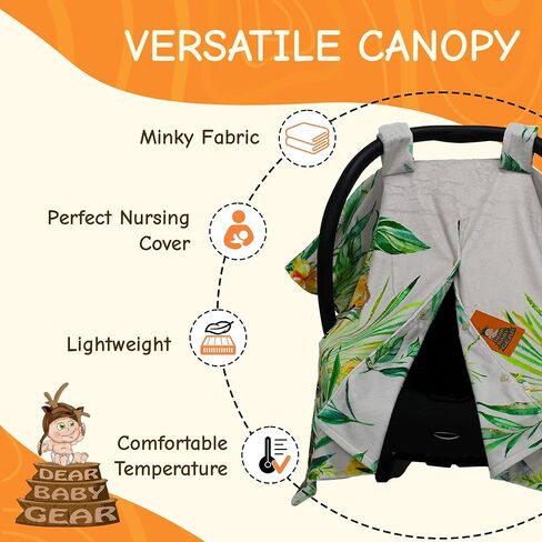 Dear Baby Gear Car Seat Canopy - Premium Infant Car Seat Cover - Maximum Protection/Style - Breathable Car Seat Canopy for Boys - Watercolor Elephant Safari Jungle Print/Custom Print - 40"x30" in Kuwait