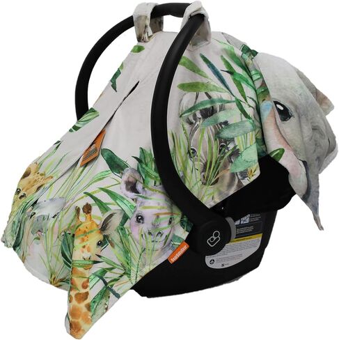 Dear Baby Gear Car Seat Canopy - Premium Infant Car Seat Cover - Maximum Protection/Style - Breathable Car Seat Canopy for Boys - Watercolor Elephant Safari Jungle Print/Custom Print - 40"x30" in Kuwait