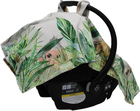 Dear Baby Gear Car Seat Canopy - Premium Infant Car Seat Cover - Maximum Protection/Style - Breathable Car Seat Canopy for Boys - Watercolor Elephant Safari Jungle Print/Custom Print - 40"x30" in Kuwait