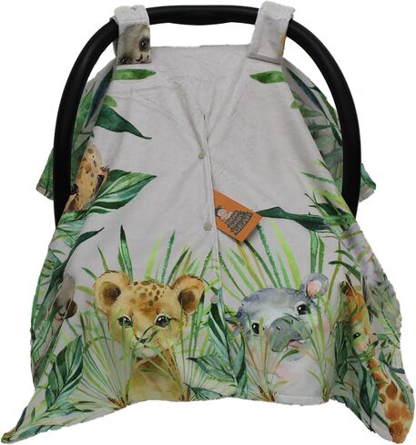 Dear Baby Gear Car Seat Canopy - Premium Infant Car Seat Cover - Maximum Protection/Style - Breathable Car Seat Canopy for Boys - Watercolor Elephant Safari Jungle Print/Custom Print - 40"x30" in Kuwait
