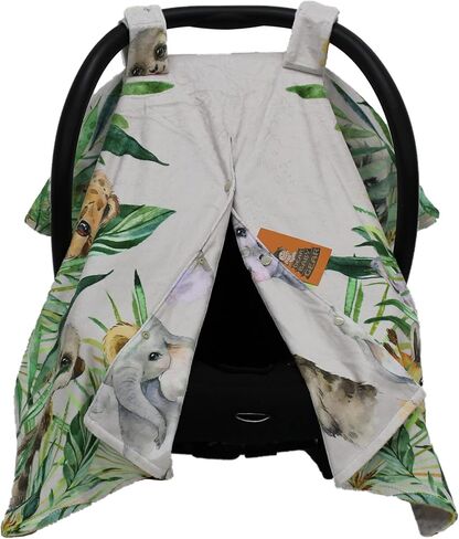 Dear Baby Gear Car Seat Canopy - Premium Infant Car Seat Cover - Maximum Protection/Style - Breathable Car Seat Canopy for Boys - Watercolor Elephant Safari Jungle Print/Custom Print - 40"x30" in Kuwait