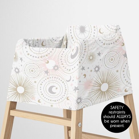 Sweet Jojo Designs Star and Moon Girl Infant Baby Car Seat Cover Nursing Breastfeeding Shopping Cart Stroller Canopy - Blush Pink Gold and Grey Celestial Sky Stars Shabby Chic in Kuwait