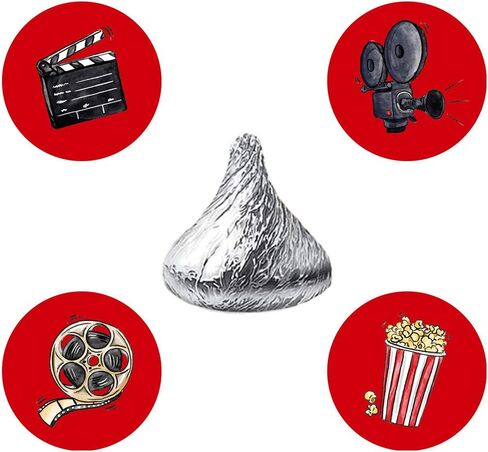 MAGJUCHE Movie Night Candy Stickers, Cinema Theater Hollywood Themed Birthday Party Stickers Label, Fit, 304 Count in Saudi Arabia